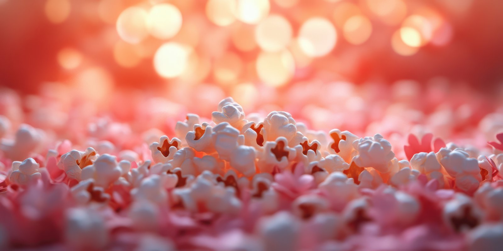 Colorful popcorn and decorative petals create a whimsical backdrop for celebrations or events